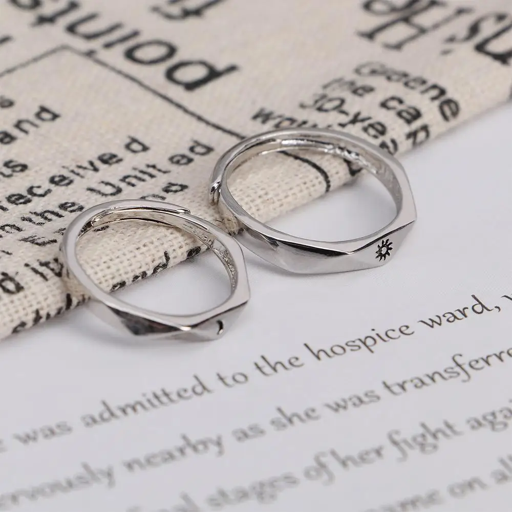 Accessories Minimalist Opening Adjustable 1 Pair Women Men Engagement Ring Finger Rings Set Sun Moon Ring Couple Jewelry