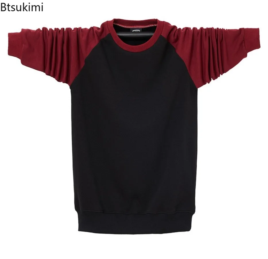 Plus Size 6XL Men's Clothing Autumn Winter New Long Sleeve Fleece Lining Warm Hoodies Fashion Color Blocking Casual Sweatshirts