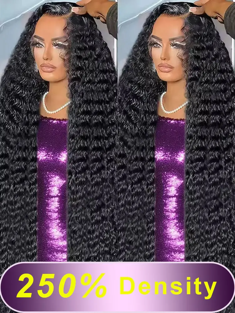 

40 42 дюйма 250% Плотность Глубокая волна 13x6 Hd Парик из натуральных волос на кружеве 13x4 Парик из натуральных волос на кружеве с глубокими волнами Предварительно выщипанные с детскими волосами