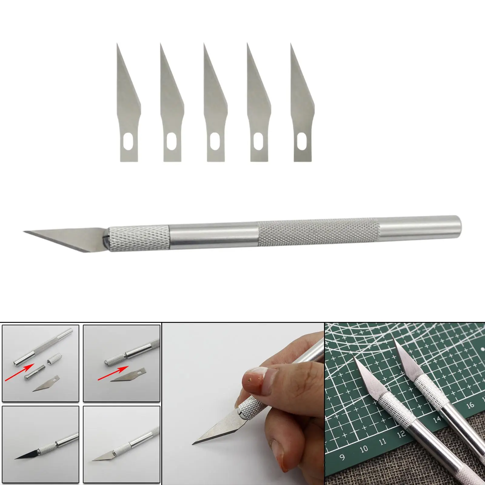 ユーティリティキット-6点セット。革、フェルト、ステンシル、木工、彫刻などに使用できるカッティングツール。