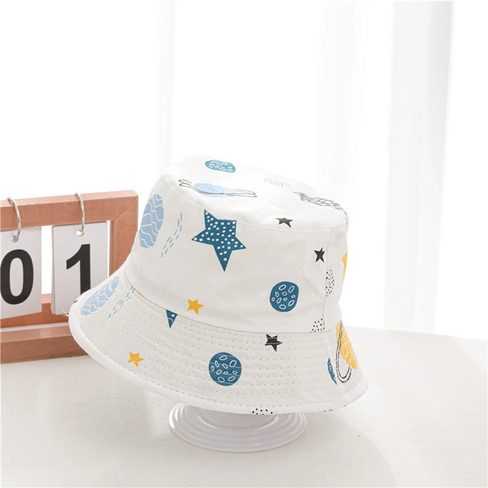 Kids Caps Cotton Cartoon Dinosaur Printed Baby Bucket Hat Soft Unicorn Spring Summer Panama Hats Space Boys Girls Beach Cap