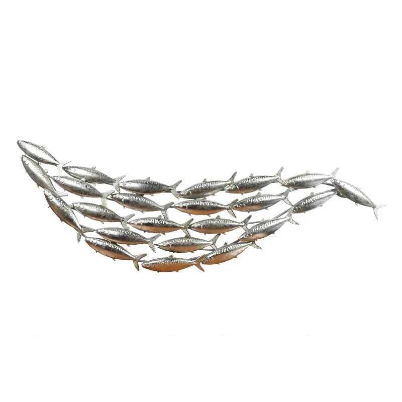 

Three-dimensional Fish Decorative Pendant Iron Art Cafe Bar Restaurant Living Room Background Wall Hanging Decoration
