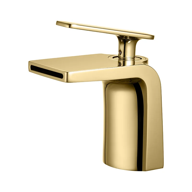 

New all-copper basin faucet waterfall outlet wash basin hot and cold single hole black faucet set MT1003