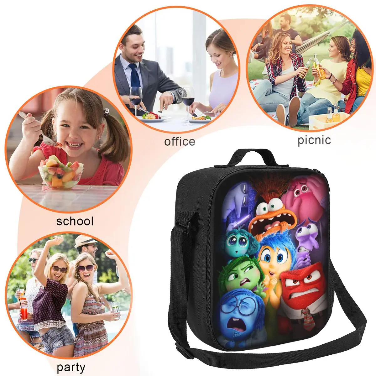 Custom Inside Out Resuable Lunch Box Women Leakproof Thermal Cooler Food Insulated Lunch Bag School Children Student