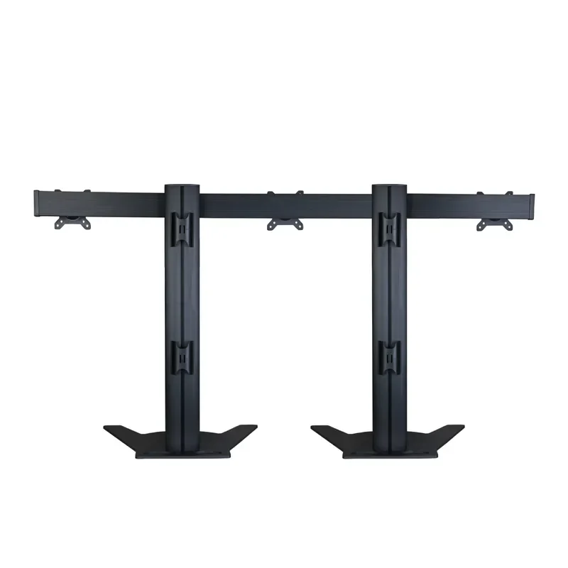 Three-Screen Computer Stand All-in-One Sitting Standing Office Aluminum Alloy Material Super Stable Base Black