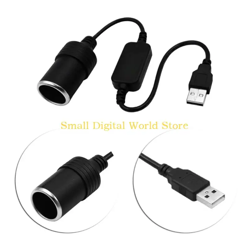 77UB 2pcs 5V USB to 12V 12w Car Outlet Socket Converter Cord for Car Fan 35cm Length