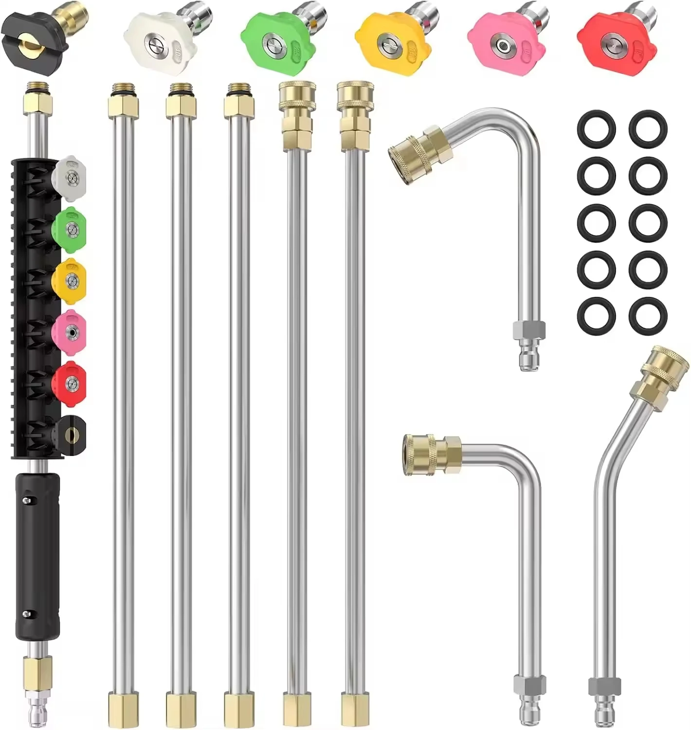 

Удлинительная насадка для мойки высокого давления 8 футов для очистки водостоков с 6 насадками-распылителями, 3 изогнутыми насадками для очистки водостоков