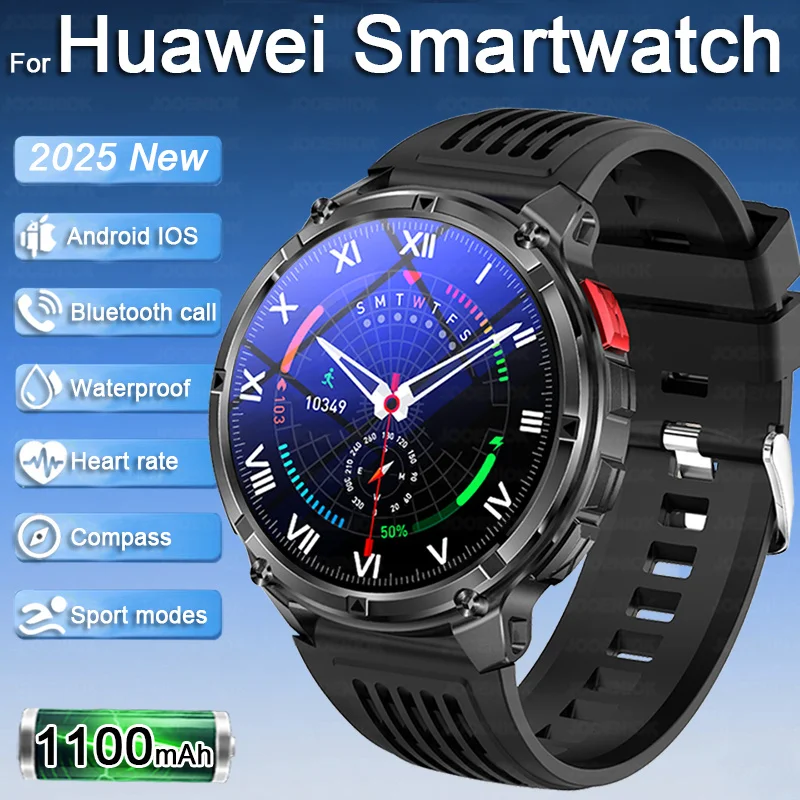 1100mah relógio inteligente masculino esporte bússola 1.7 polegada bluetooth chamada lanterna ao ar livre despertador à prova dwaterproof água smartwatch feminino 2025new