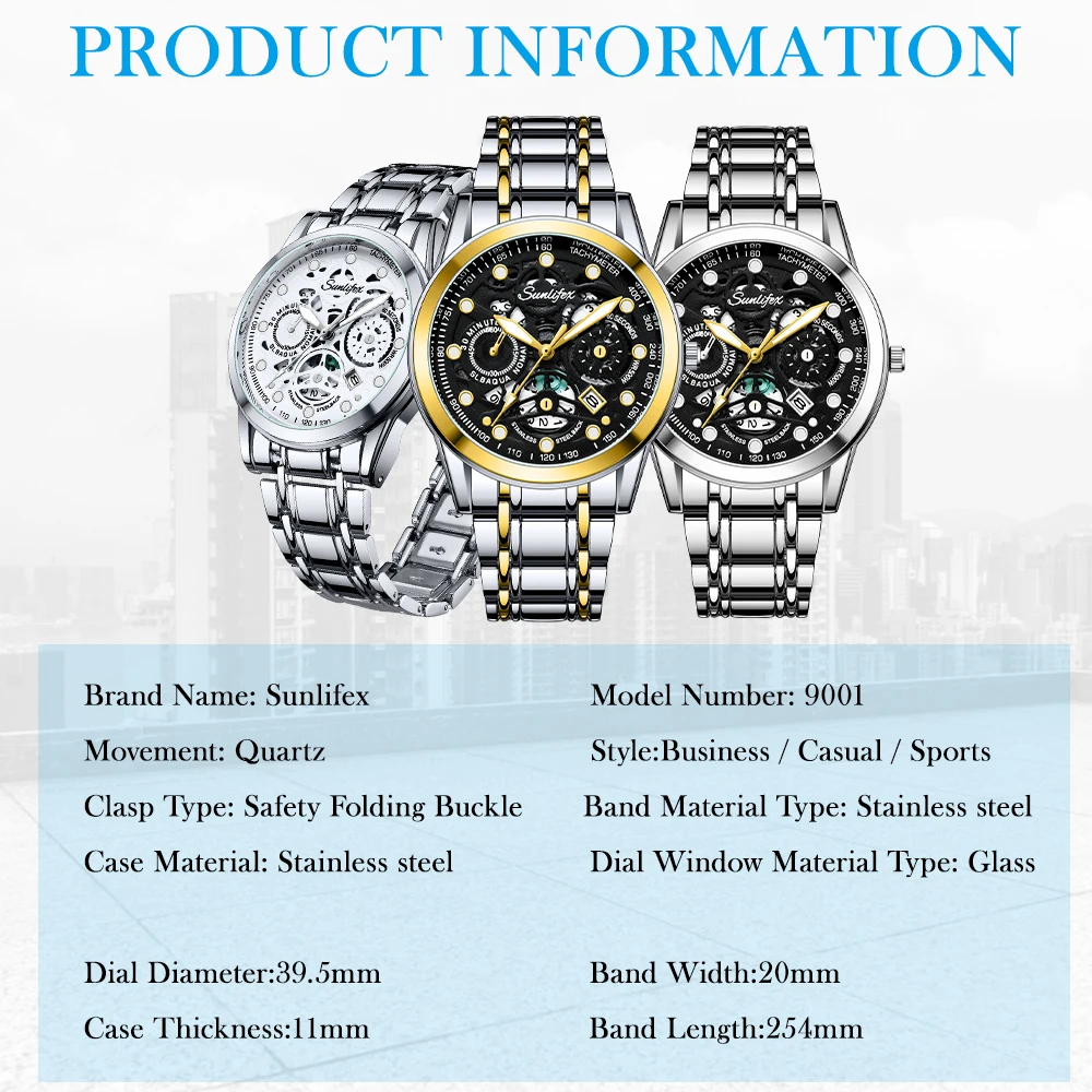 Sunlifex Orologio tradizionale da uomo d'affari Trend Leisure Business Orologio al quarzo