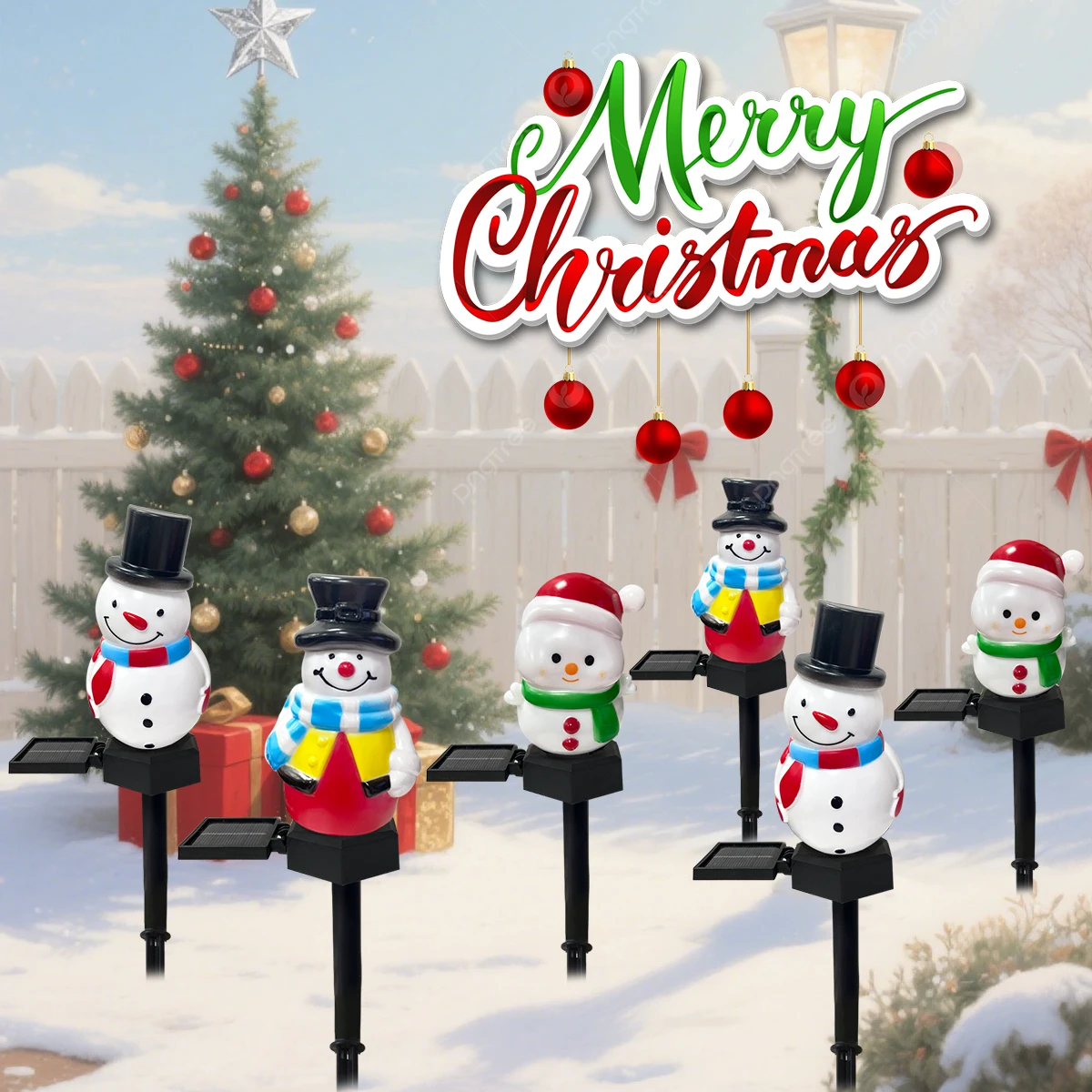 1 قطعة أضواء مسار رجل الثلج الشمسية في الهواء الطلق مقاوم للماء أضواء ثلج الزخرفية لساحة بارك الزفاف في الهواء الطلق عيد الميلاد الديكور