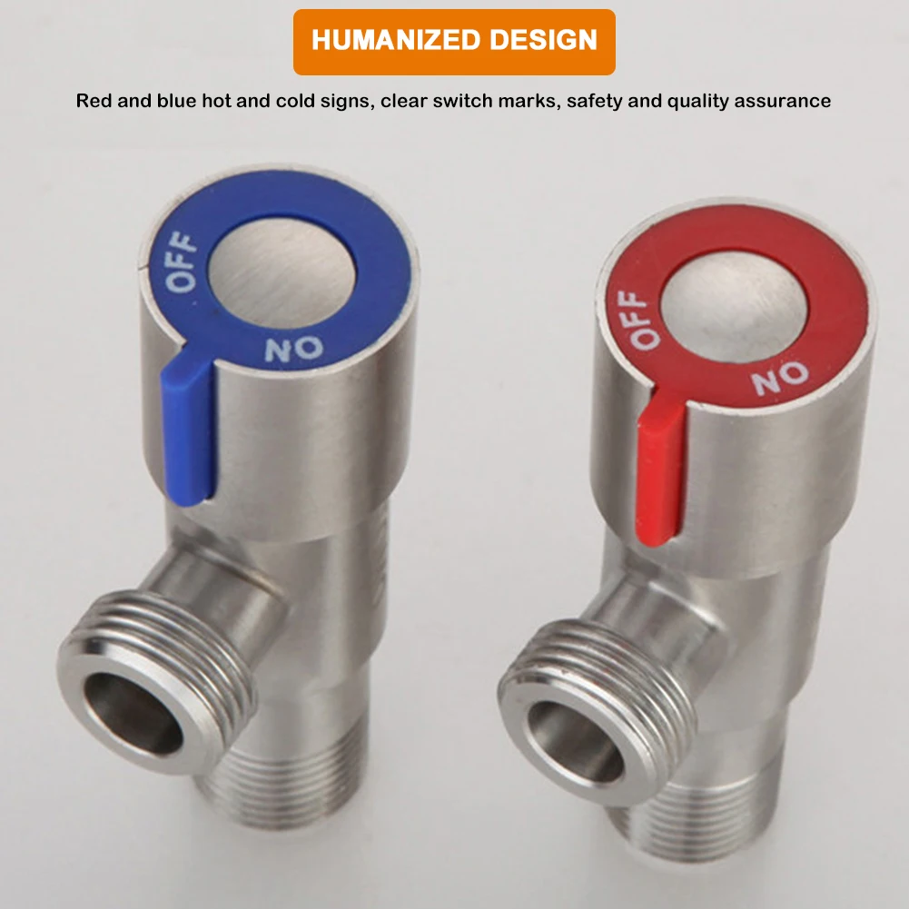 Stainless Steel Angle Stop Valve G1/2 Inlet and Outlet Quarter-Turn Shut Off Valve Bathroom Kitchen Replacement Tools