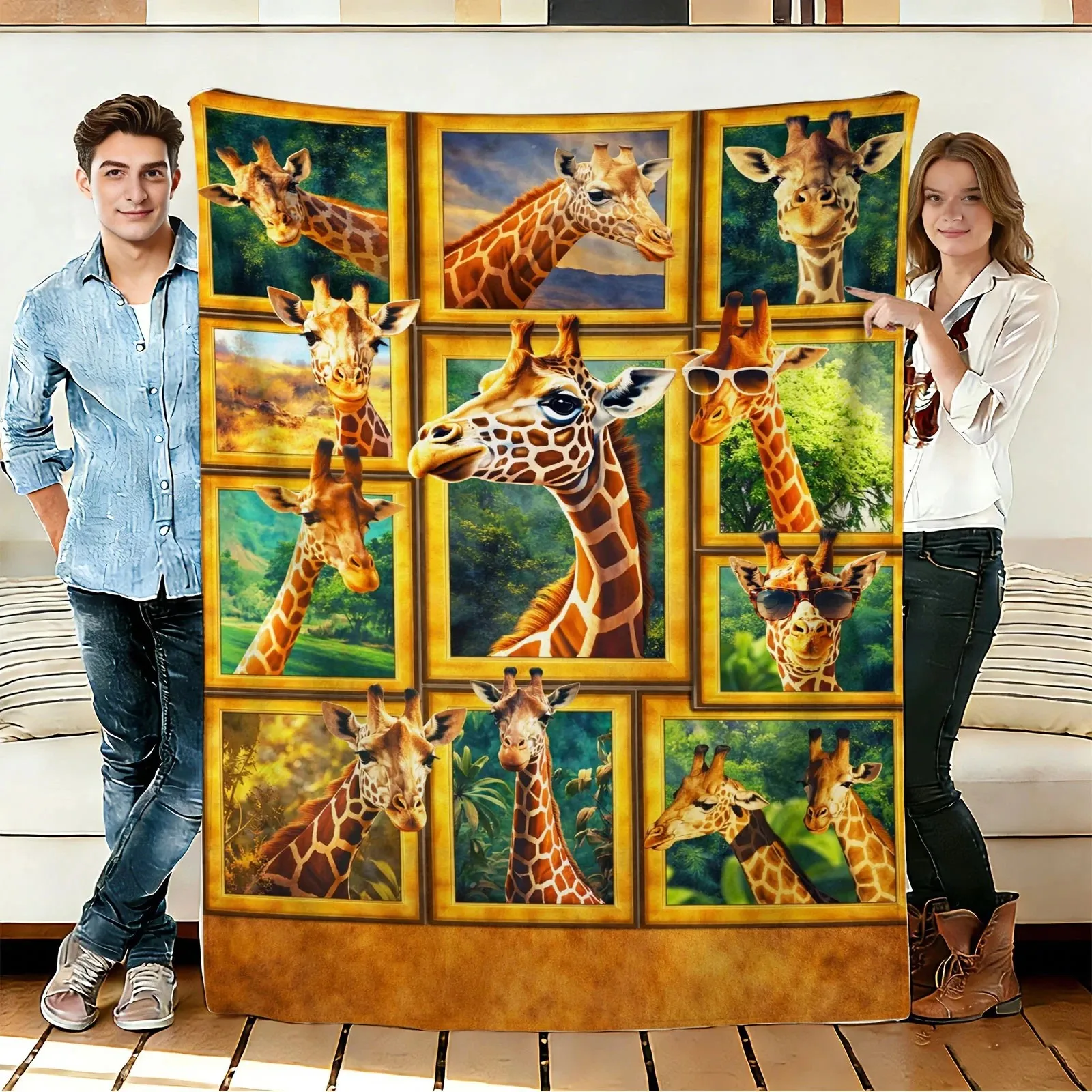 Western Bull Skull Cactus Geometric Tribal Pattern Flannel Blanket Soft Cozy Throw for Sofa Bed Living Room Decor