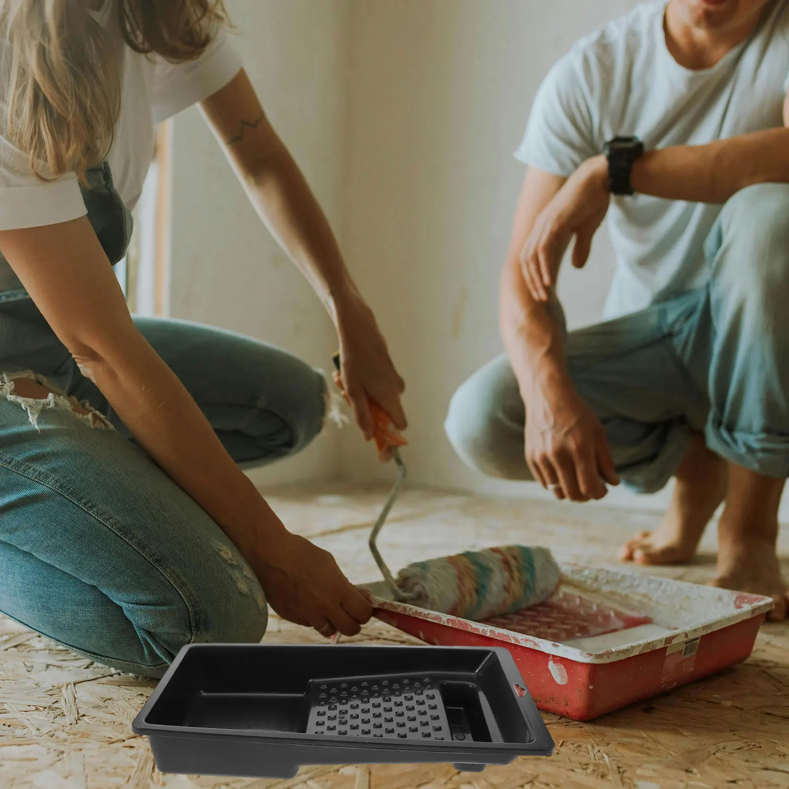 Paint Tray Liner Smooth Edge Large Capacity Washable Plastic Roller Tray for Painting Tasks Mini Drip Pan Storage Tool