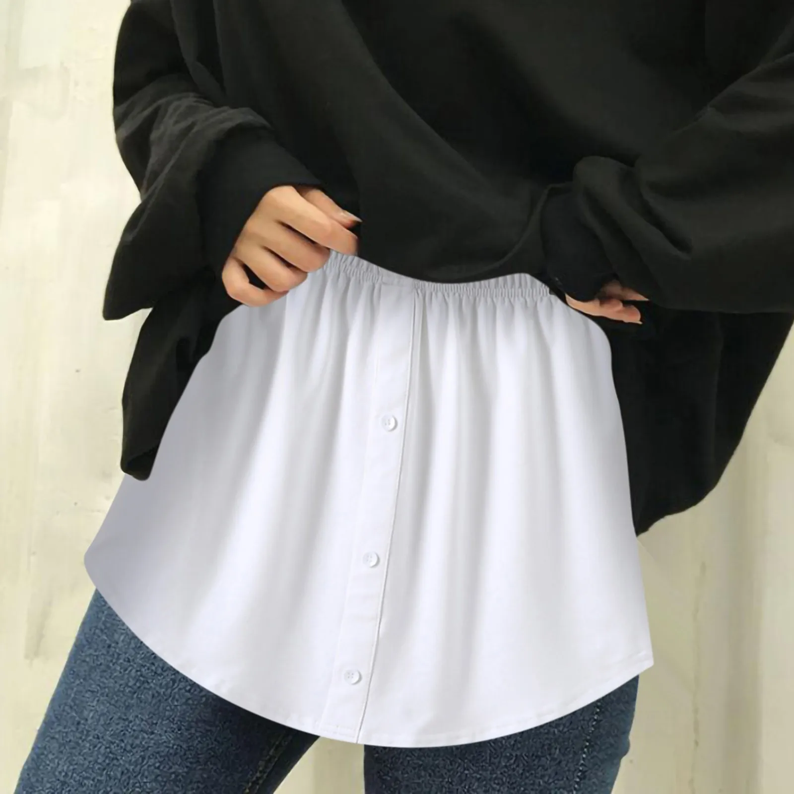 

Women's Buttons Paired With Hem Short Skirt Solid Color Elastic Waisted Loose Casual Bottom Half Bodies Skirts For Women