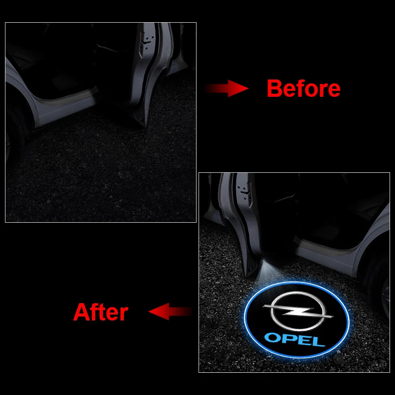 باب السيارة ترحيب ضوء شعار السيارة العارض LED شارة السيارة لأوبل أمبيرا كورسا أسترا كروسلاند كروسلاند-X موكا كاسكادا مونزا #4