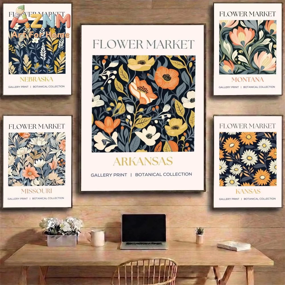 

Постер с цветочным мотивом, 1 шт., картина на холсте, мультяшный настенный декор для спальни и дома