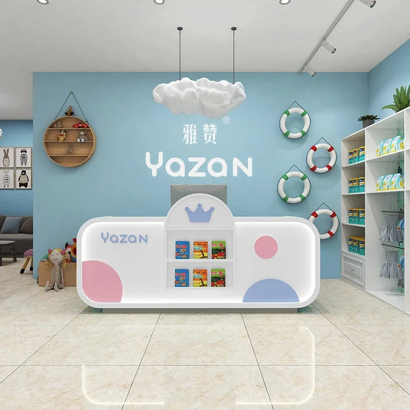

Cashier Counter Front Desk Modern Simple Reception Information Store Desk Shop Counter Mobili Di Lusso Beauty Salon Furniture