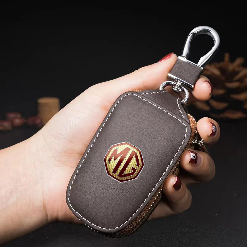 1Pc Leather Car Remote Key Bag For MG Cyberster MG ZS MG4 EV MG5 MG6 MG7 HS Vehicle Key Protector Case