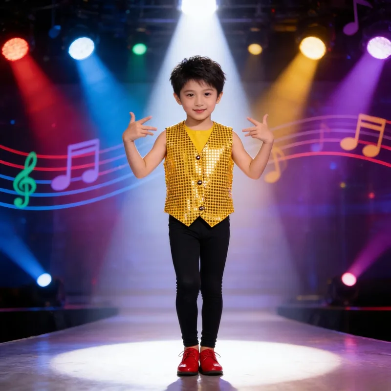 

Детский жилет в стиле хип-хоп, сценический костюм, танцевальный жилет с блестками для мальчиков и девочек, новый блестящий жилет