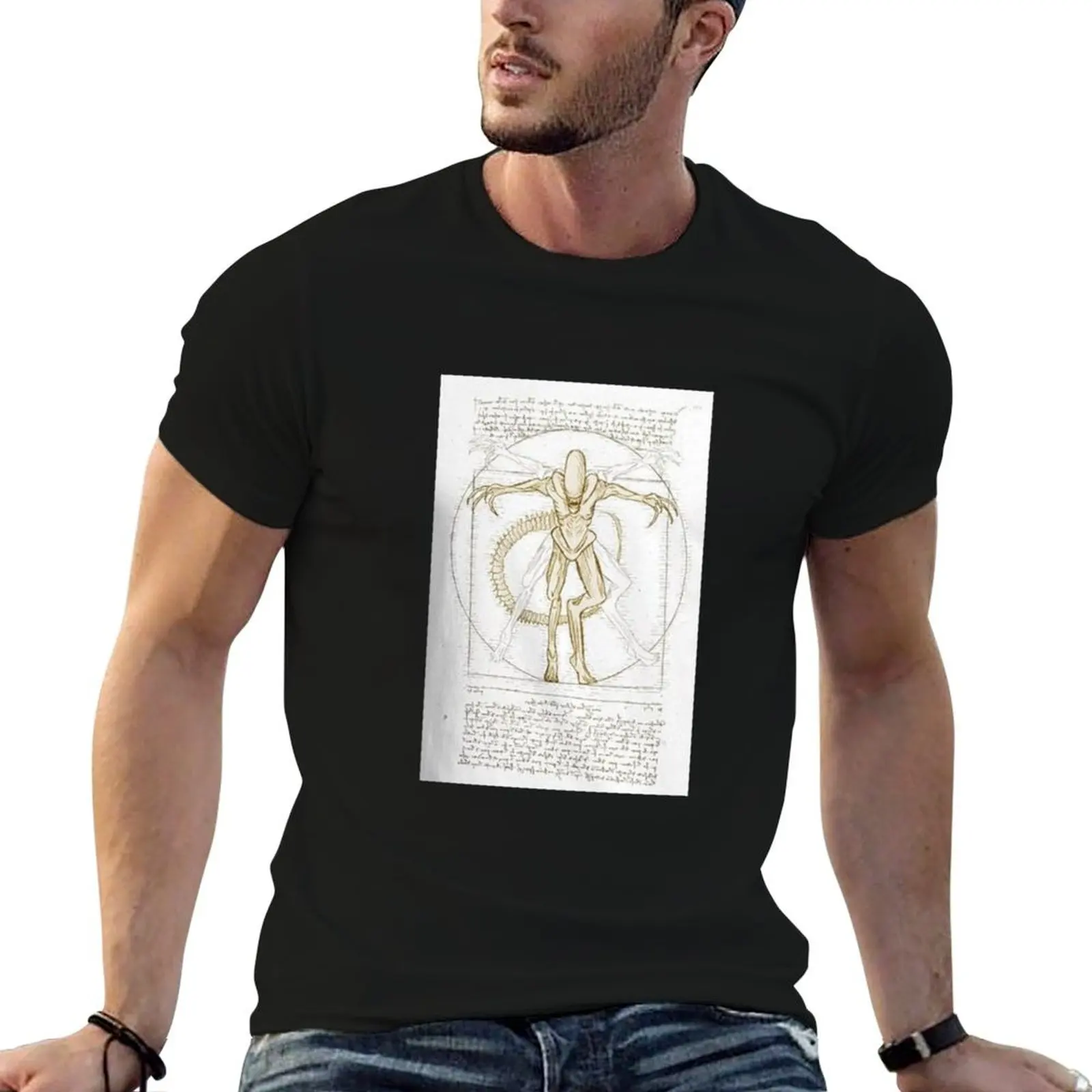 

Xenomorph: men Vinci shirts t Perfect Alien in and Harmony man for Da Vitruvian casual T-Shirt