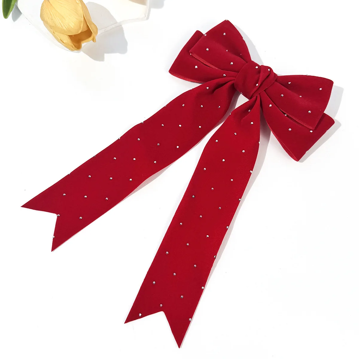 36 قطعة مقاطع الشعر القوس المخملية مع شرابات طويلة حجر الراين ختم القوس الجانب مقاطع Hairgrip للنساء والفتيات السائبة حزمة أغطية الرأس