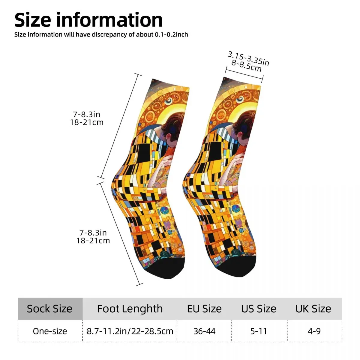 Gustav Klimt Painting Art Sock Printed Man Polyester