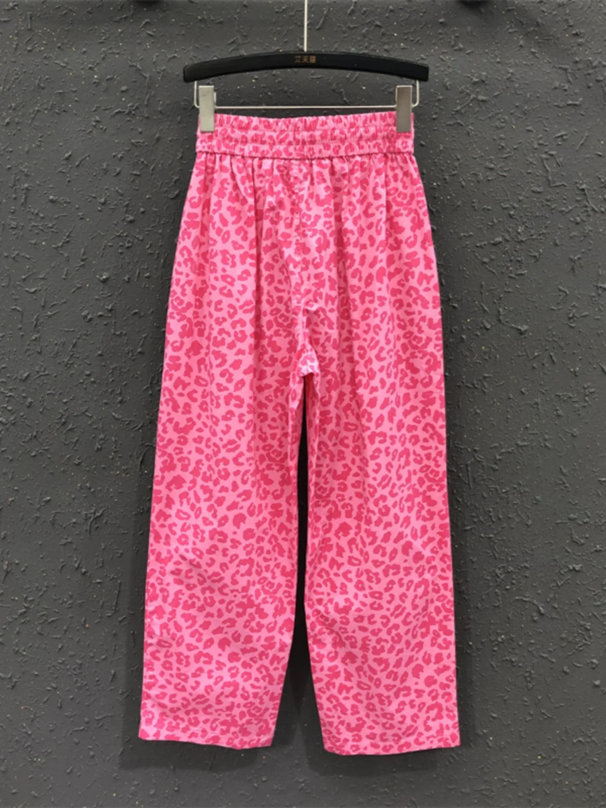 Thin Women's Casual Pants 2024 Summer New Versatile Pink Leopard Print High Waist Straight Pants Sweatpants Korean Fashion