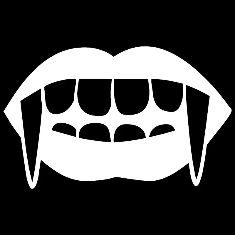 Car Stickers Vampire Lips Teeth Workshop PVC Car Motorcycle Shape Stickers Creative Waterproof Sunscreen Black/white,15cm*10cm