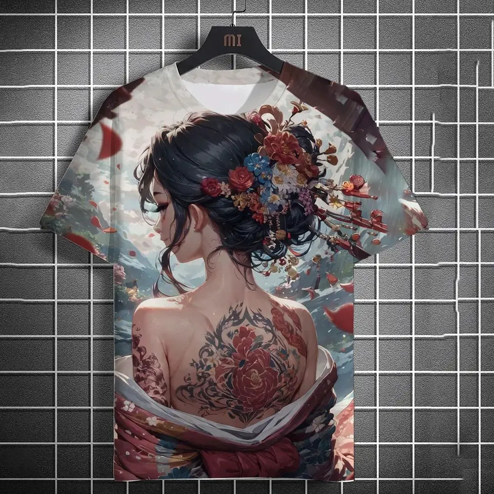 

Fashion Retro Sexy Woman Pattern Hd 3d Printing Personality Round Neck Short Sleeve T-Shirt Loose Casual Comfortable Pullover