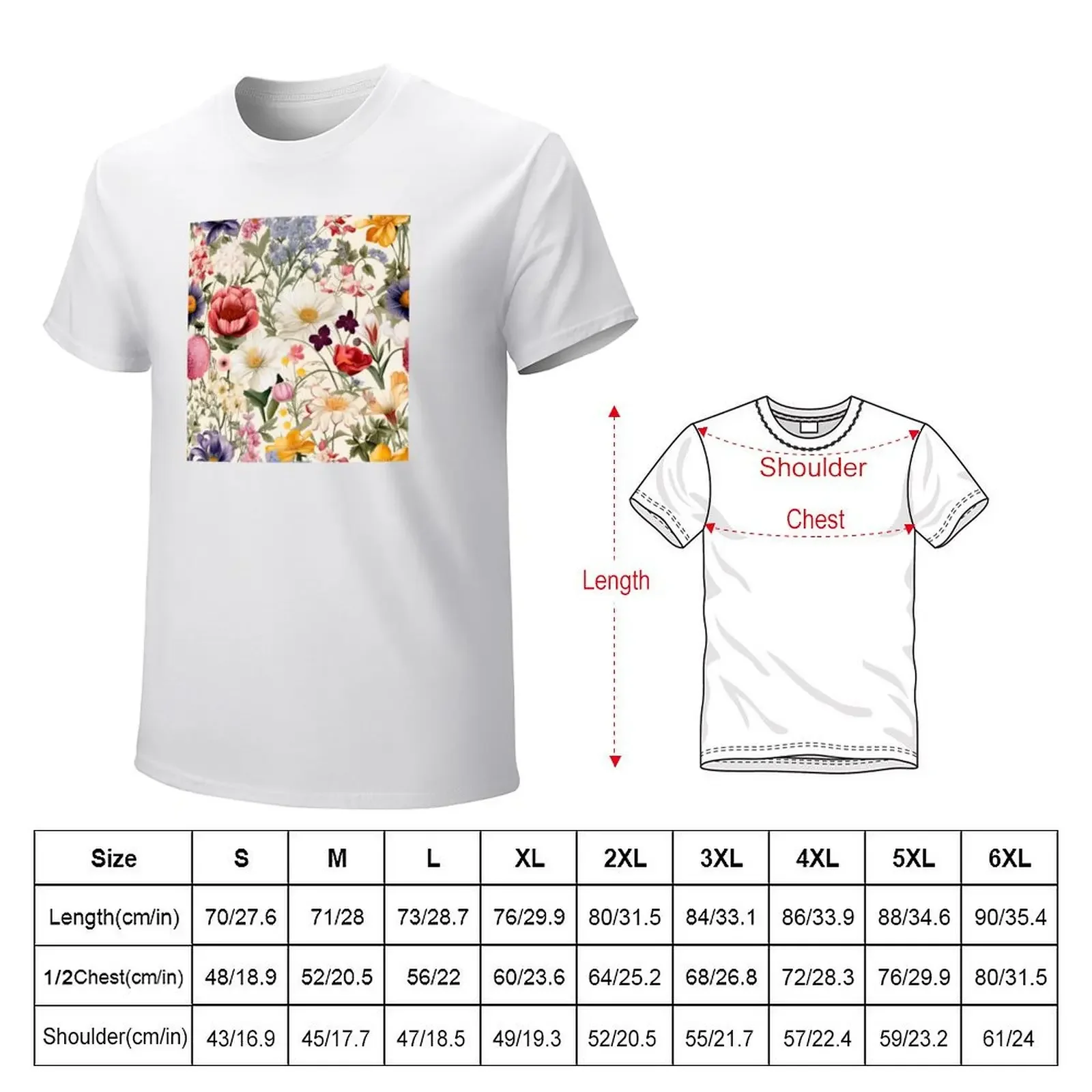 Wildflower Garden T-shirt customs anime clothes heavy weight t shirts for men