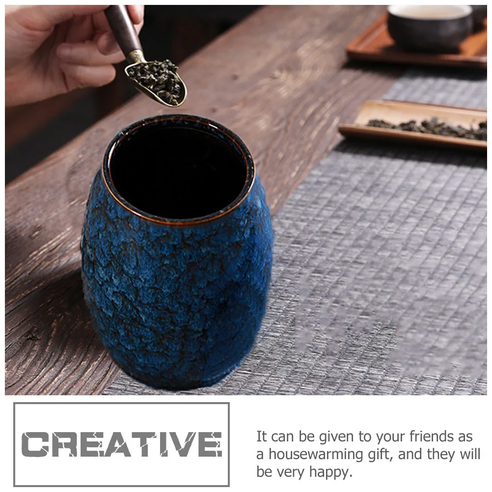

Ceramic Tea Jar Airtight Storage Container Multi Function for Coffee Beans Powder Chinese Medicine Waterproof Moisture Proof