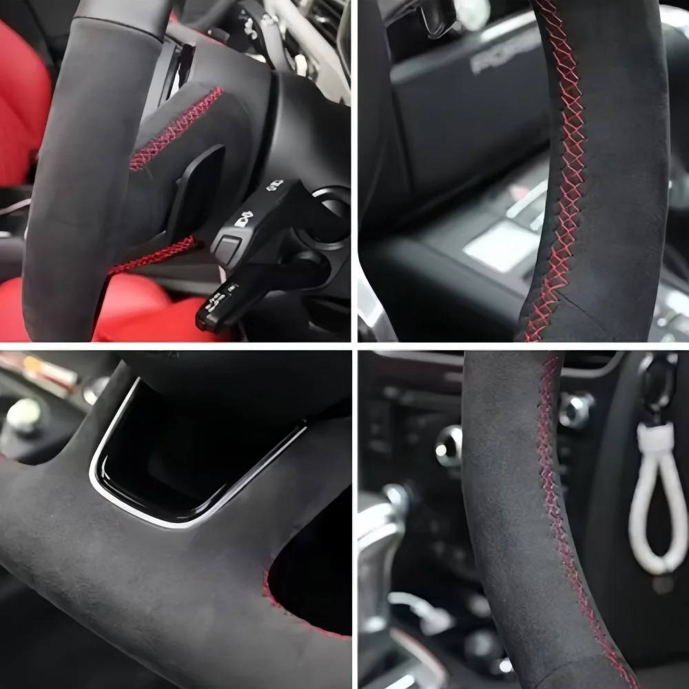 Hand Sewn Suede Steering Wheel Cover For BMW M Sport F30 F31 F34 F10 F11 F07 X1 X2 X3 F20 F21 F25 F32 F33 F36 F39 F48 Interior