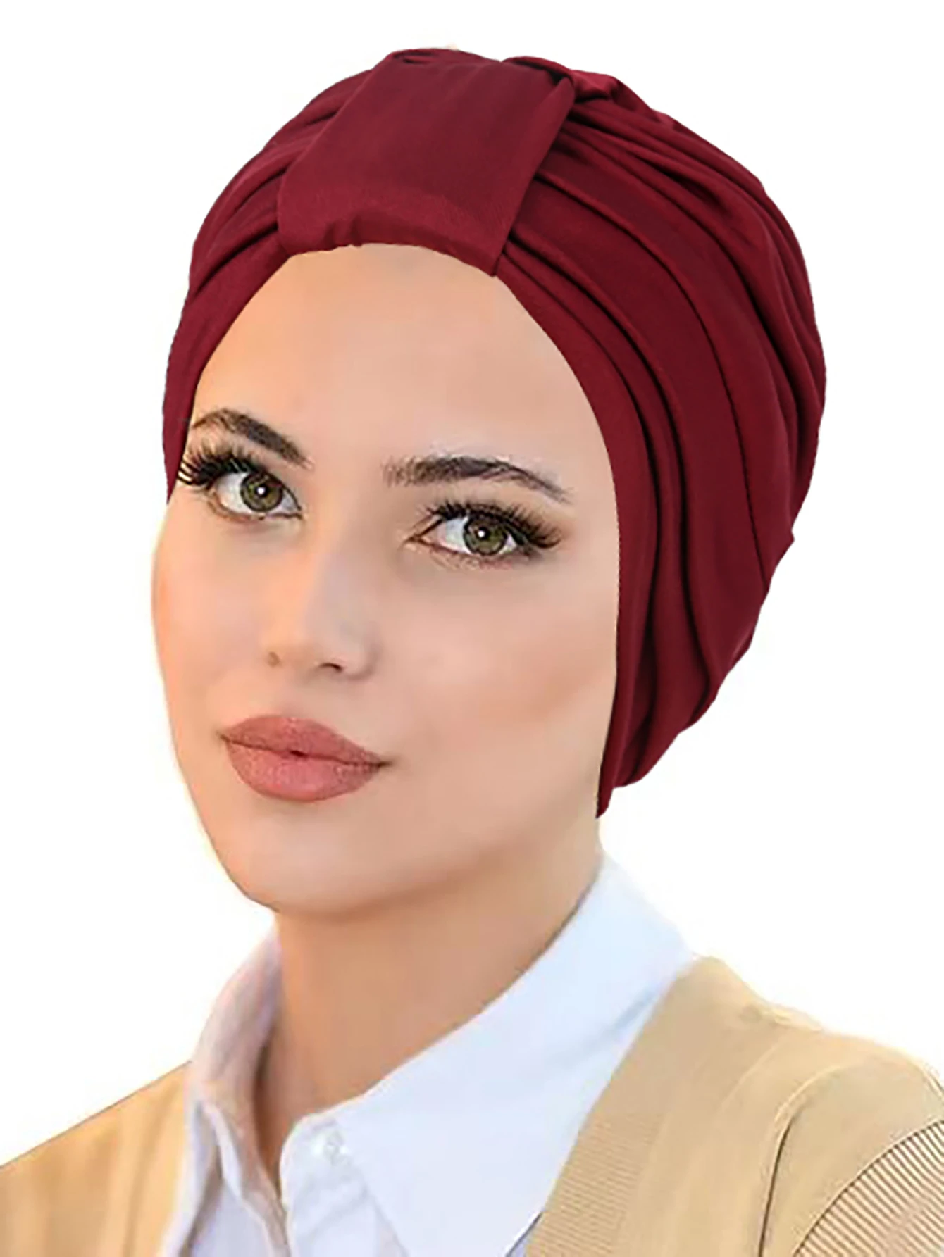 

2024 New Women Muslim Hijab Caps Wrap Head Soft Elastic Ladies Turban Bonnet Fashion Solid Color Headdress Wearable