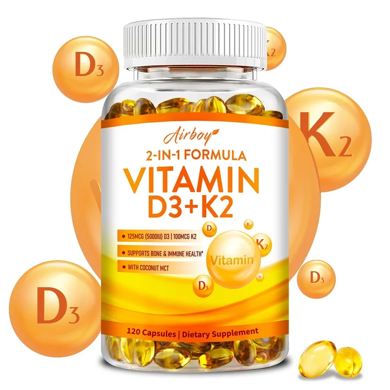 

Vitamin D3 + K2 - Help Calcium Metabolism Promote Bone Teeth and Skin Health Support Immunity, Promotes Absorption