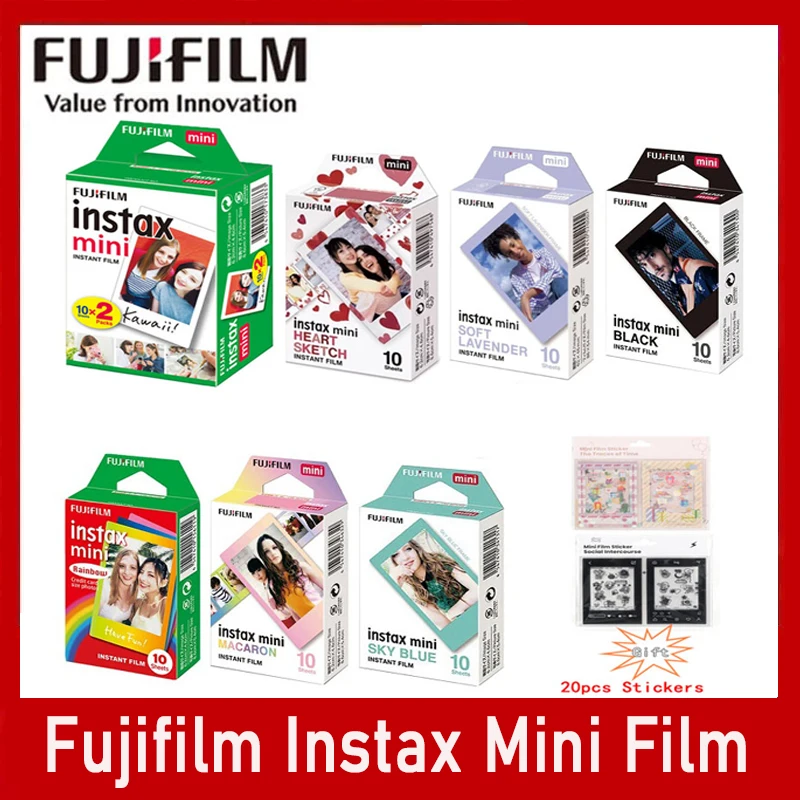 10/20 folhas para fujifilm mini 12 evo liplay 90 11 9 41 25 70 se 40 link 3 câmera instantânea instax filme fujifilm instax mini filme