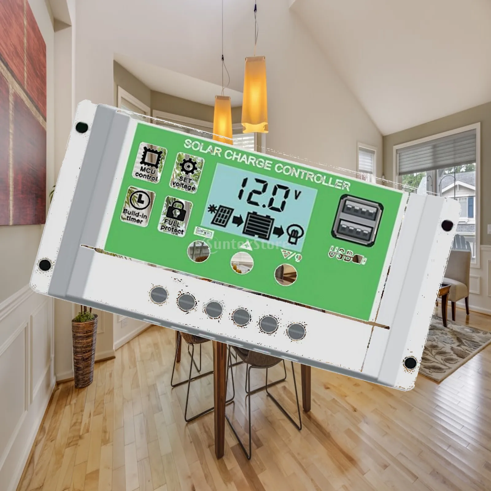 Solar LCD Display Charge Controller Dual USB Output 5V 3A MPPT Tracking for Home Industrial Commercial Solar Kit