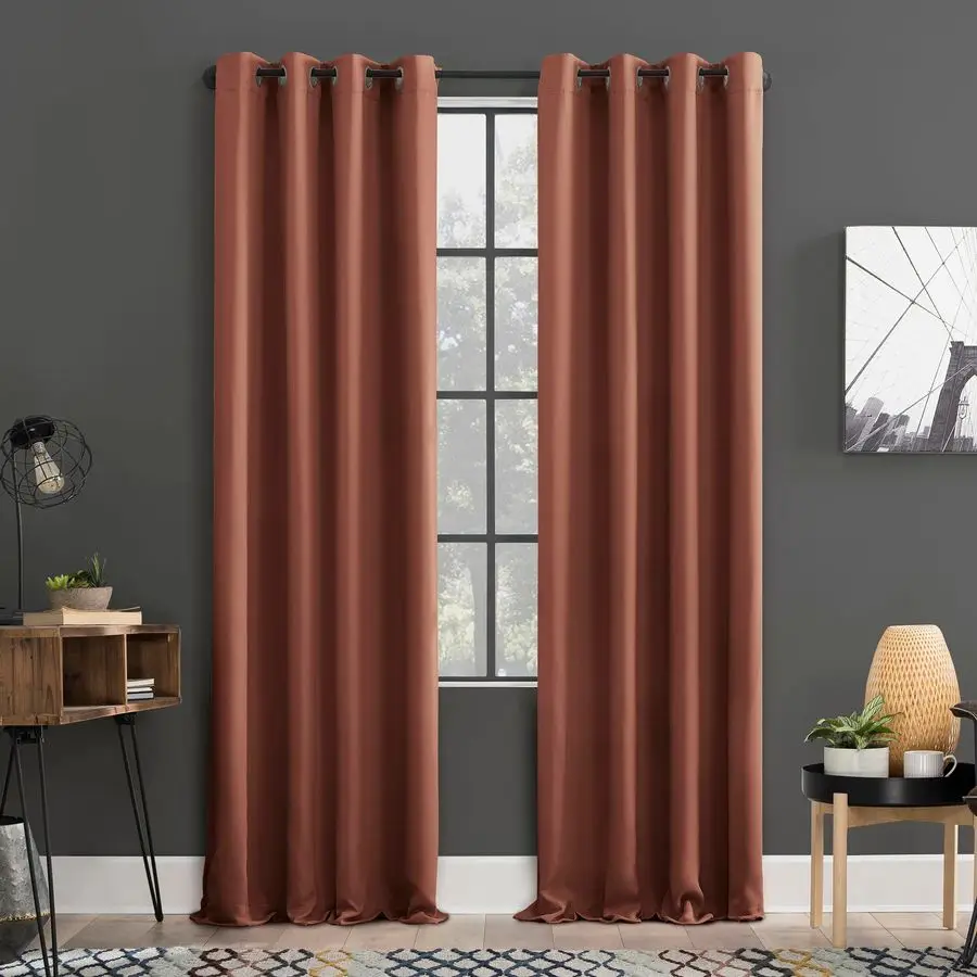 

2pack Blackout Energy Efficient Grommet Curtain Panel Pair, 54 x 84, Terracotta
