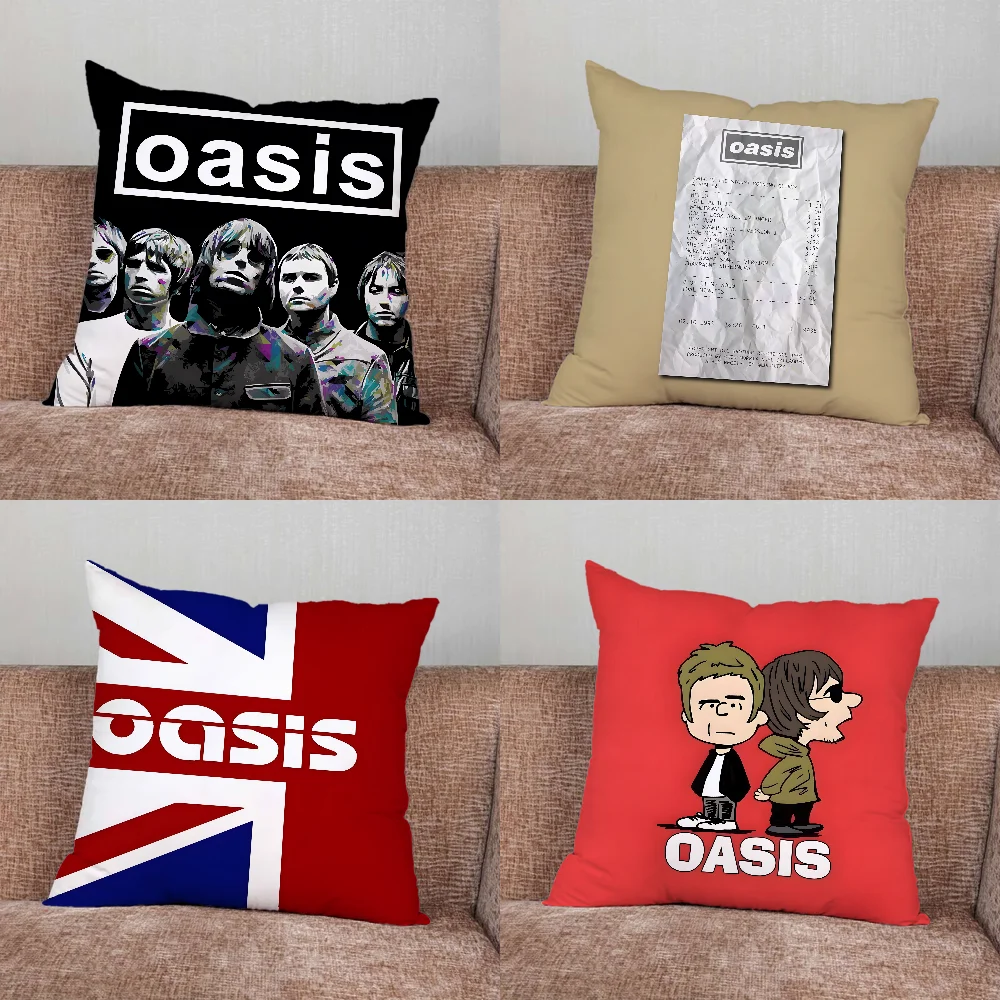 Music O-Oasis Band Pillow Case For Home Bedroom Car Office Decoration Living Room Sofa Cushion Cover Suitable