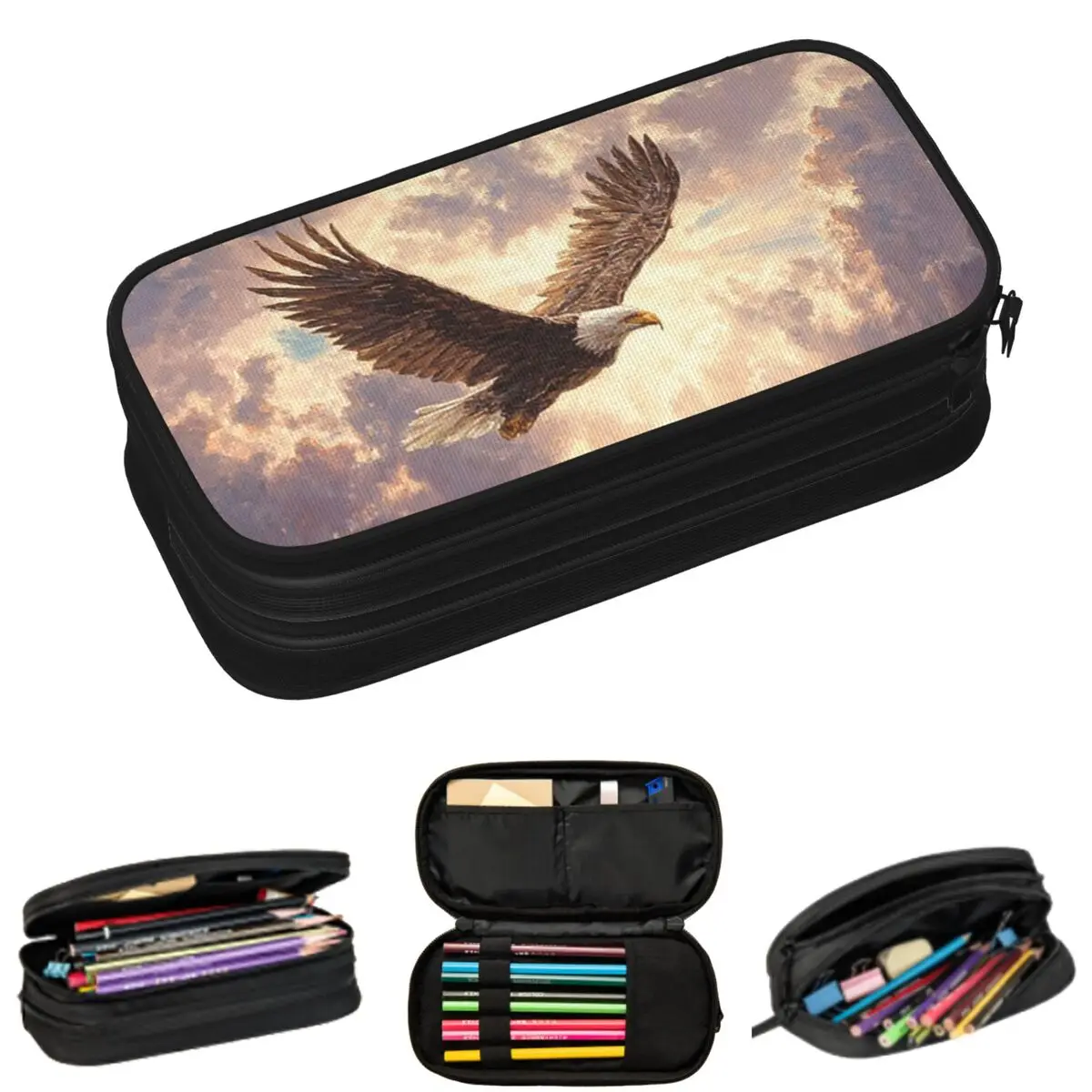 

Eagle Soaring In Splendor Pencil Cases for Students Gifts Pen Box Pencil Bag Large Capacity Pencil Pouch