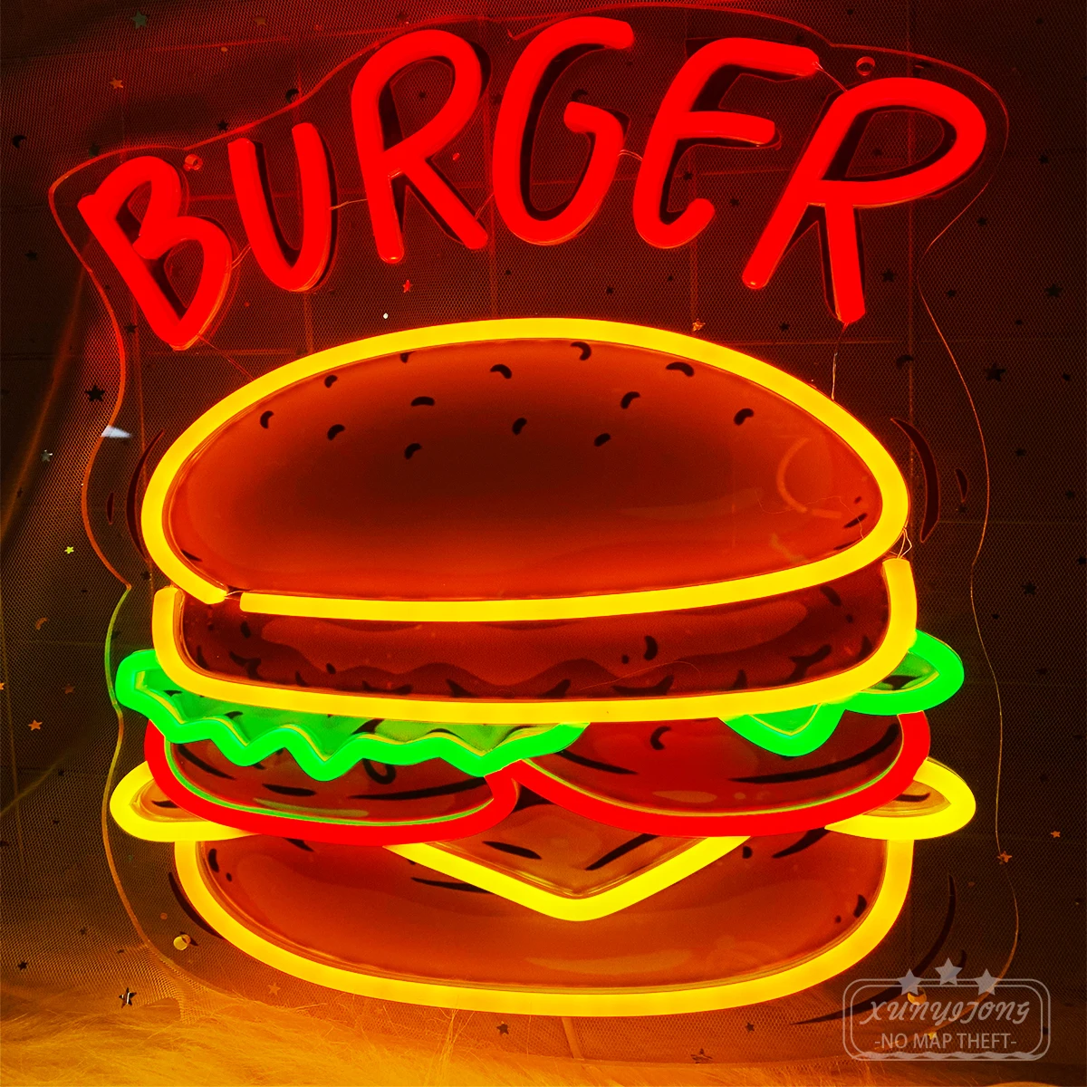 Hamburger neon sign Catering Wall store Decoration Restaurant Club Kitchen Sign Led Luminous Signs Party Night neon Lamps