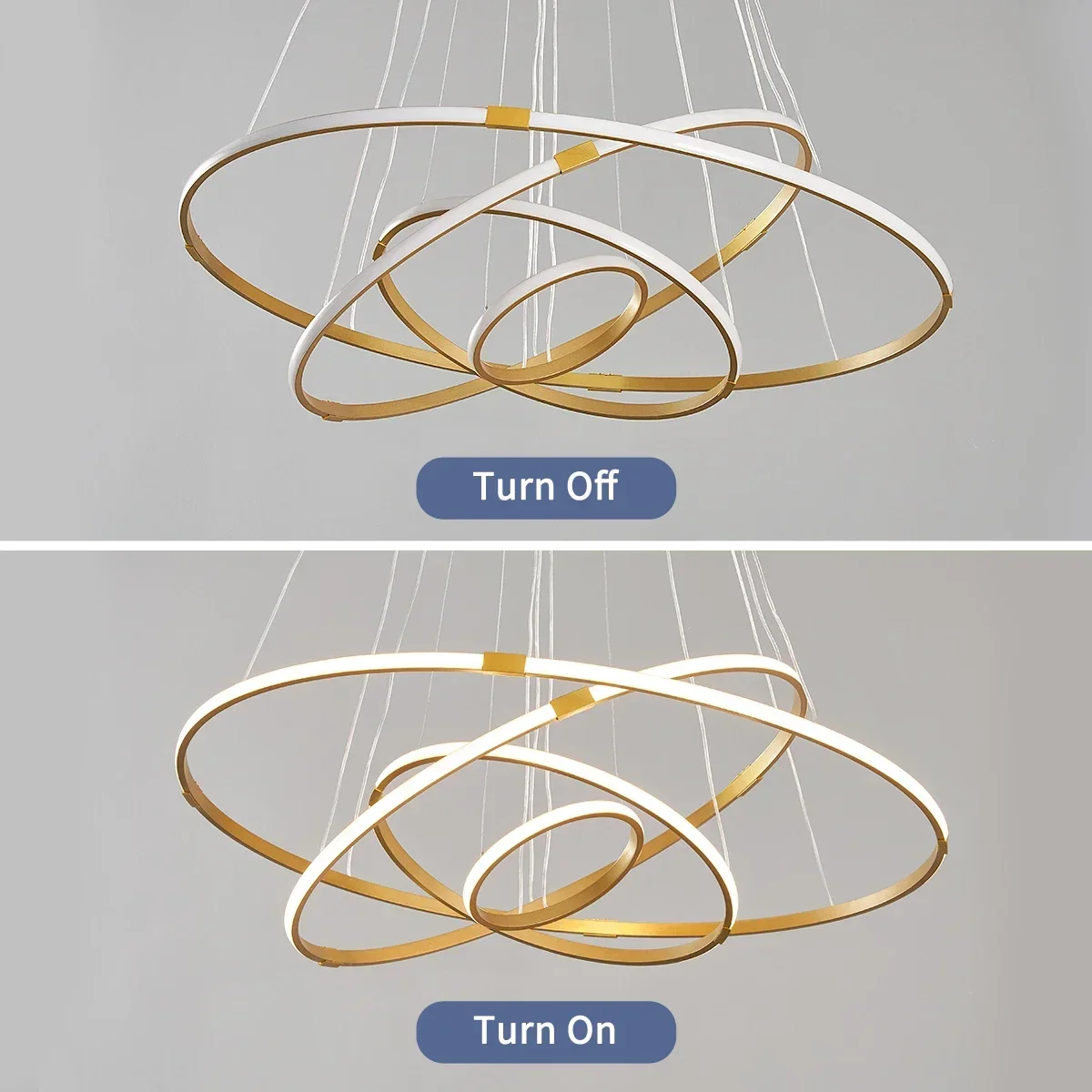 Gleam Modern Led Chandelier Light Balck/Grey/Golden Color Lamp For Living Room Bedroom Dining  Kitchen Indoor