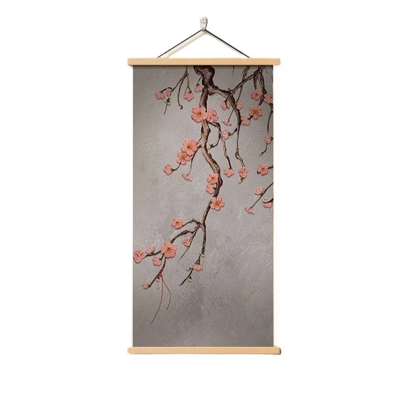 Home Decor Items​ Purple Wisteria & Koi Fish Painting Soft Neutral Tone Art for Tea Room, Spa & Natural Feng Shui Center Decor