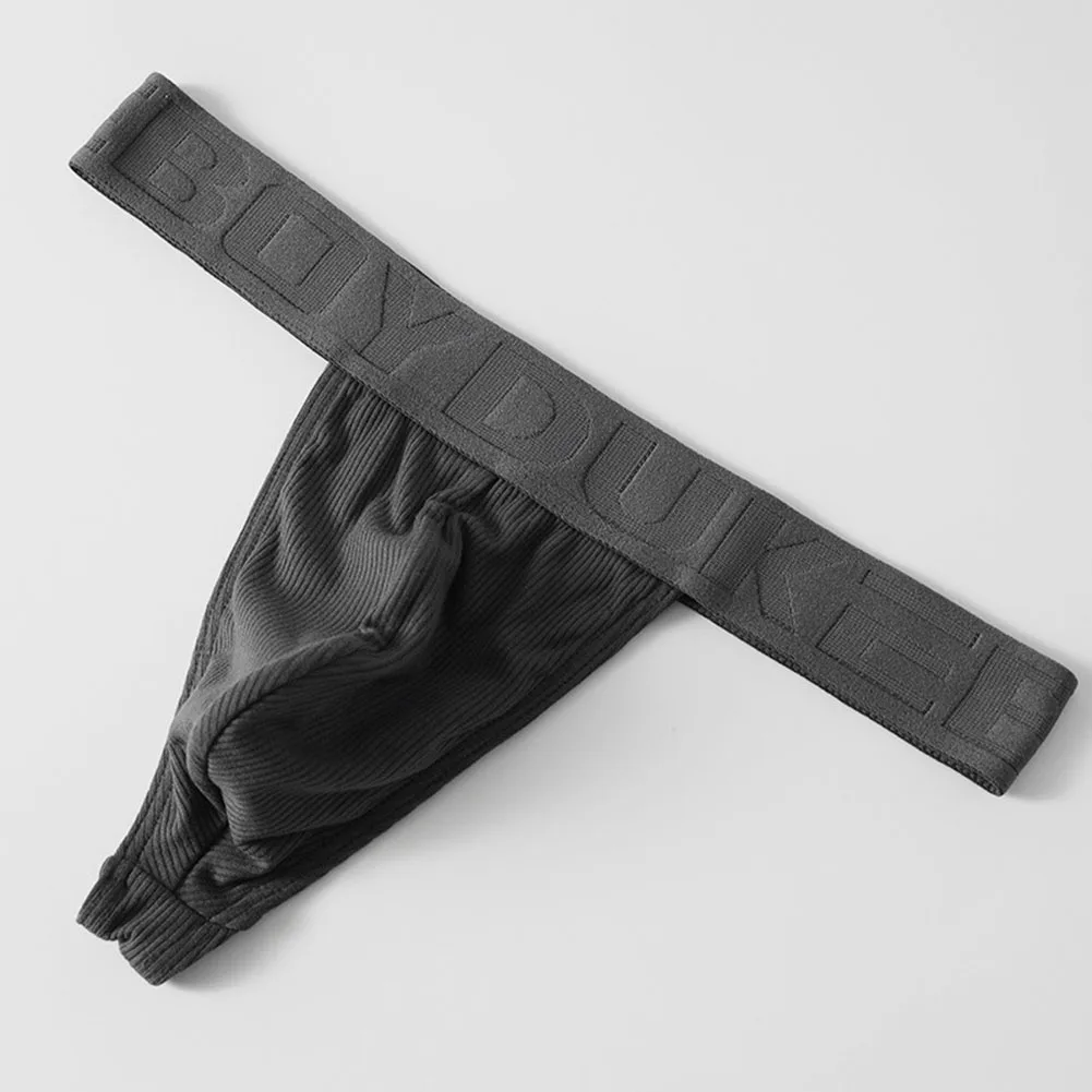 

Mens Ribbed Thong Breathable Underwear For Hot Man Elastic Lingerie Low Waist Briefs T-Back Men's Triangular Panties Underpants