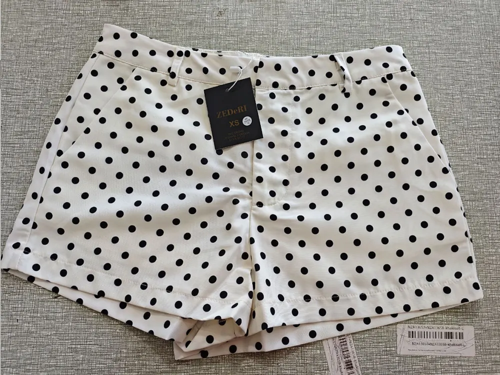 HH Weibliche Herbst Mode Polka Dot Gedruckt Set Lange Ärmel Rollkragen Kordelzug Jacke + A-line Shorts frauen Vintage Anzug – Detail 13