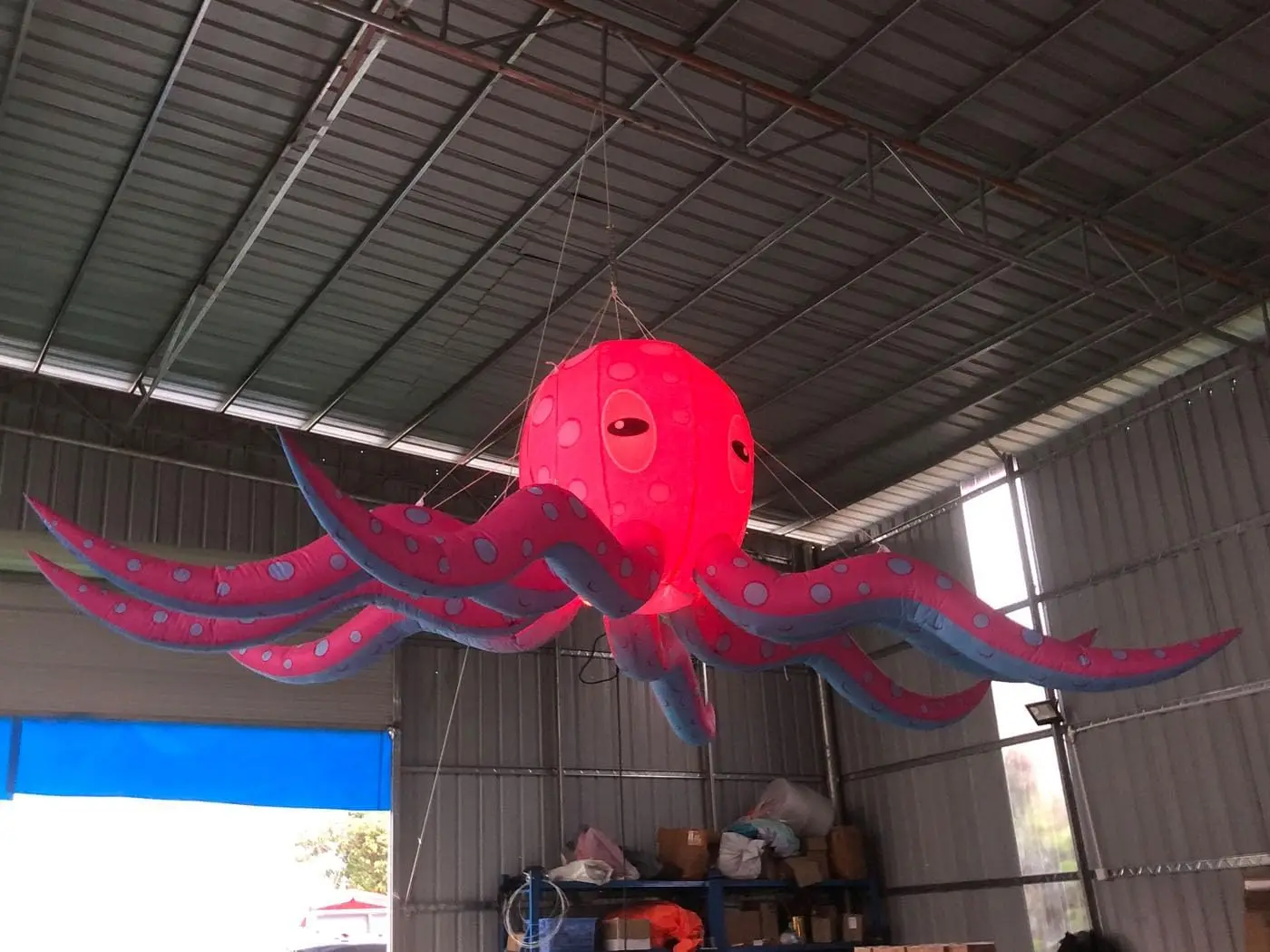 Pulpo inflable gigante suspendido con luces Led, globo de animales marinos del océano rosa para decoración de escenario de fiesta de música, 3m, 5m, 8m