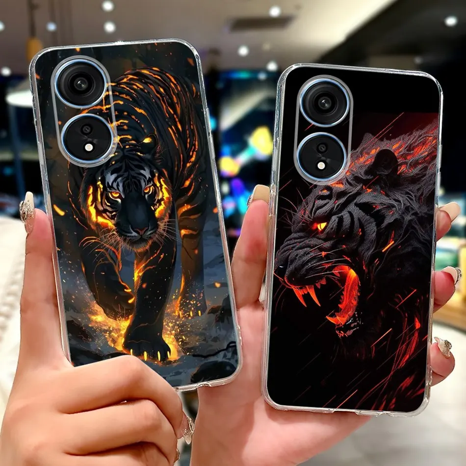For Oppo Reno8 T Phone Case Reno 8T 5G 4G CPH2481 CPH2505 Elegant Floral Cat Soft Silicone Transparent TPU Lightweight Cases