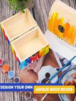 1/2/4/6pcs rural style wooden mini box， handicrafts, and decorations, ideal for DIY projects ，baby shower