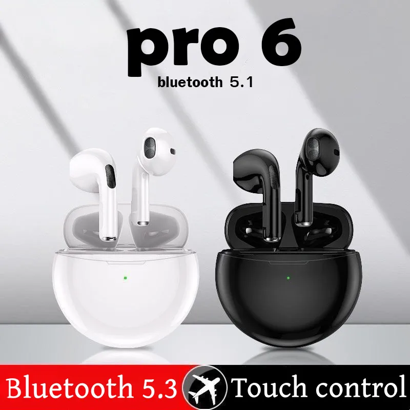 オリジナルPro 6 twsワイヤレスヘッドフォンマイク付きブルートゥースイヤホンスポーツイヤフォンpro6 j6ヘッドセットイヤフォンxiaomi huawaye用