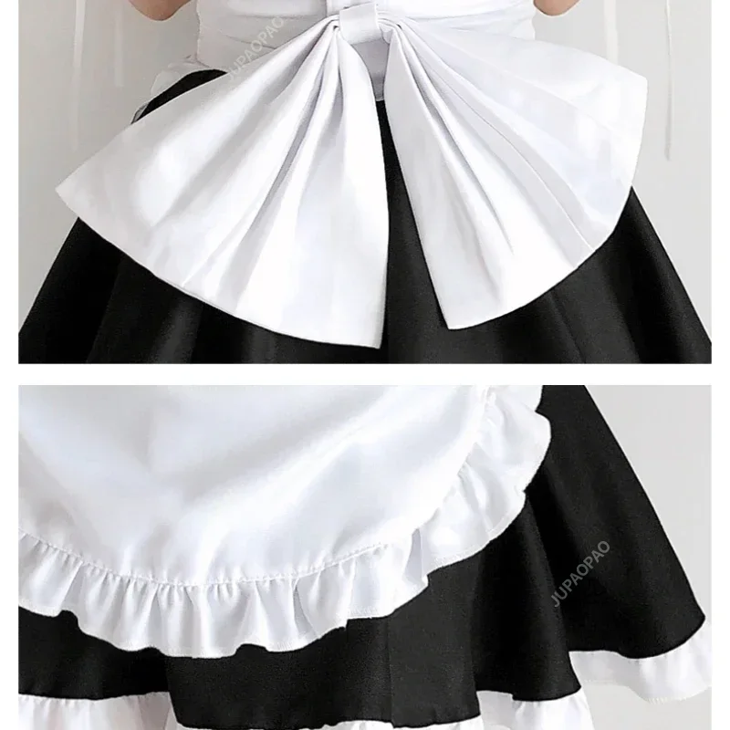 Japanese Cute Girl Maid Costume Soft Girl Halloween Gothic Female Black and White Dress Cute Apron Girl Role Playing Costume