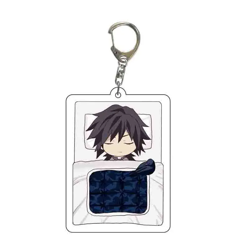 Chaveiro acrílico anime kamado tanjirou nezuko makomoagatsuma zenitsu hashibira inosuke bonito grande cabeça pingente saco de dormir 5.5cm